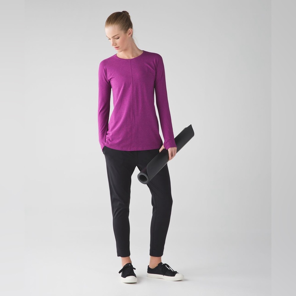 Lululemon Trapeze Long Sleeve Soft Crewneck Shirt Pima Cotton Purple Heather 463